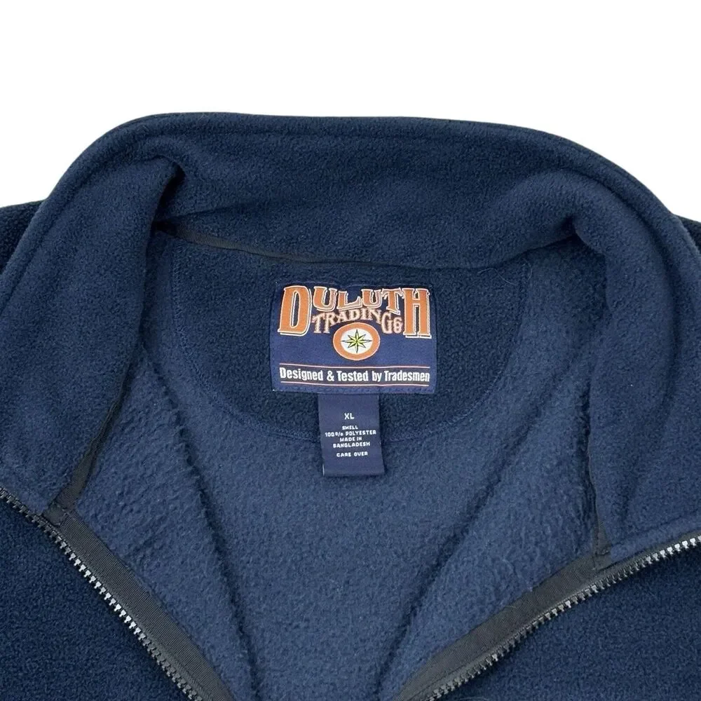 DULUTH TRADING Co.‎ Sz XL Fleece Jacket Pullover 1/4 Zip Navy Blue Pockets Thick